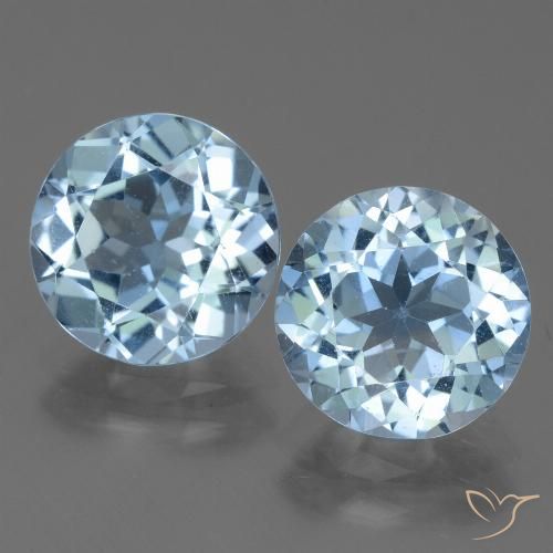 Gemas de topacio azul natural de 6,27 ct, corte redondo, VVS-VS