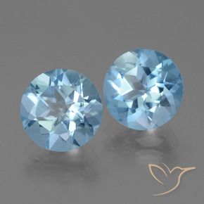 Gemas de Topacio Azul Cielo natural de 6.19 ct, Redondo, VVS-VS