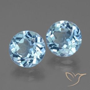 Gemas de Topacio Azul Cielo natural de 6.37 ct, Redondo, VVS-VS