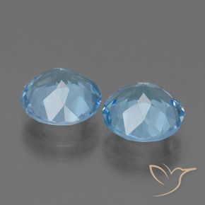 Gemas de Topacio Azul Cielo natural de 6.37 ct, Redondo, VVS-VS