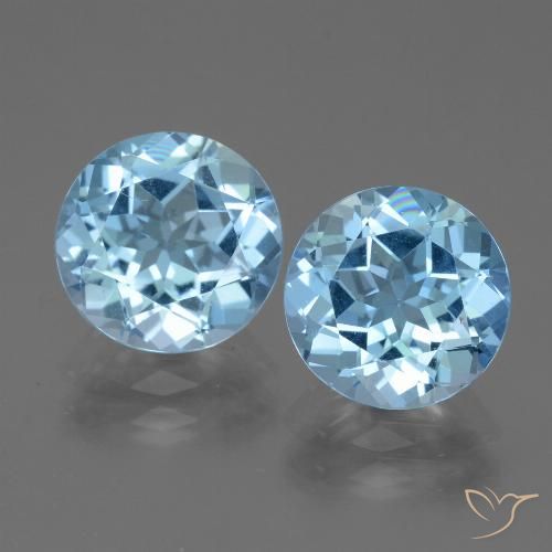 Gemas de topacio azul natural de 6,42 ct, corte redondo, VVS