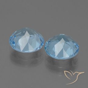 Gemas de topacio azul natural de 6,42 ct, corte redondo, VVS