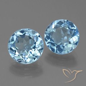 Gemas de Topacio Azul Cielo natural de 6.30 ct, Redondo, VVS