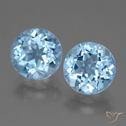 6.70ctw Natural Azul Suizo Topacio, Redondo, VVS-VS