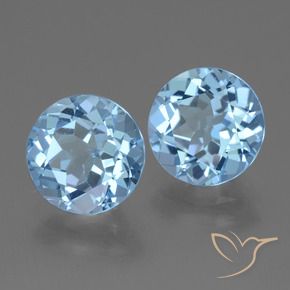 Gemas de Topacio Azul Suizo natural de 6.70 ct, Redondo, VVS-VS