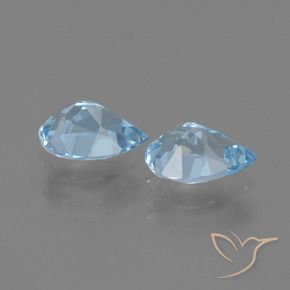 Gemas de Topacio Azul Cielo natural de 1.61 ct, En forma de pera, VVS-VS