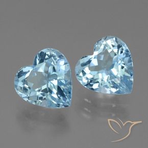 Gemas de Topacio Azul Cielo natural de 6.32 ct, Corazón, VVS
