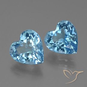 Gemas de Topacio Azul Suizo natural de 6.23 ct, Corazón, VS