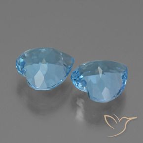 Gemas de Topacio Azul Suizo natural de 6.23 ct, Corazón, VS