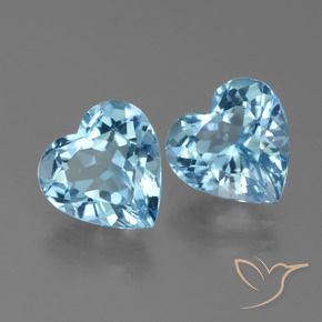 Gemas de Topacio Azul Suizo natural de 6.10 ct, Corazón, VVS-VS