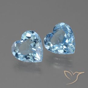 Gemas de Topacio Azul Suizo natural de 5.79 ct, Corazón, VVS