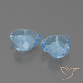 Gemas de Topacio Azul Suizo natural de 5.79 ct, Corazón, VVS