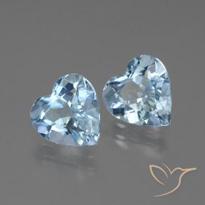 Gemas de Topacio Azul Suizo natural de 5.33 ct, Corazón, VS