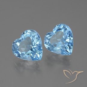 Gemas de Topacio Azul Cielo natural de 6.17 ct, Corazón, VVS