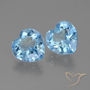 Gemas de Topacio Azul Cielo natural de 6.26 ct, Corazón, VVS