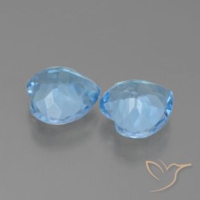 Gemas de Topacio Azul Cielo natural de 6.26 ct, Corazón, VVS