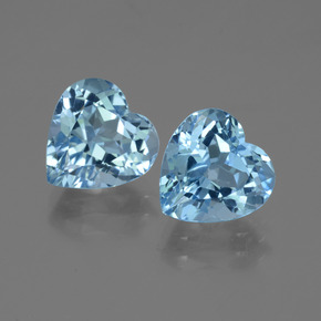 Gemas de Topacio Azul Cielo natural de 6.36 ct, Forma de corazón, VVS