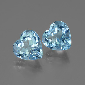Gemas de Topacio Azul Cielo natural de 6.36 ct, Forma de corazón, VVS