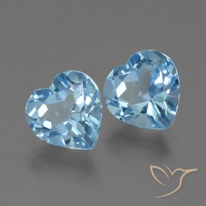 Gemas de Topacio Azul Suizo natural de 5.67 ct, Corazón, VVS