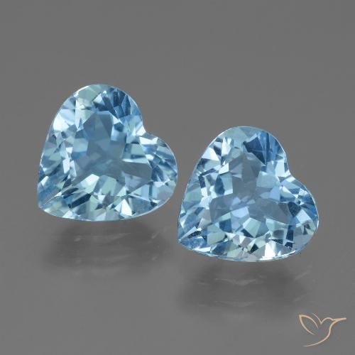 Gemas de Topacio Azul Suizo natural de 5.32 ct, Forma de corazón, VVS