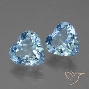Gemas de Topacio Azul Suizo natural de 5.32 ct, Forma de corazón, VVS