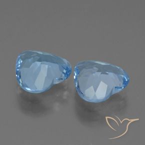 Gemas de Topacio Azul Suizo natural de 5.32 ct, Forma de corazón, VVS