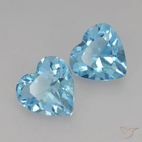 Gemas de Topacio Azul Suizo natural de 5.17 ct, Corazón, VVS-VS
