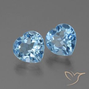 Gemas de Topacio Azul Suizo natural de 6.27 ct, Corazón, VVS