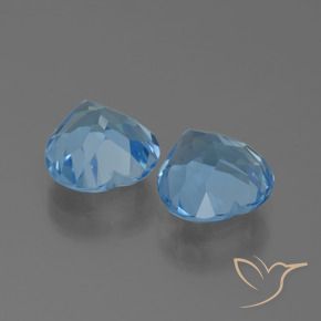 Gemas de Topacio Azul Suizo natural de 6.27 ct, Corazón, VVS