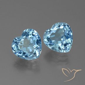 Gemas de Topacio Azul Suizo natural de 6.30 ct, Corazón, VVS