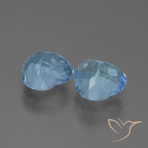 Gemas de Topacio Azul Suizo natural de 6.30 ct, Corazón, VVS