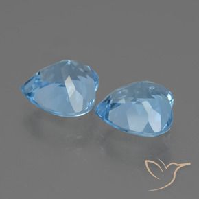 Gemas de Topacio Azul Cielo natural de 6.47 ct, Corazón, VVS-VS