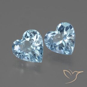 Gemas de Topacio Azul Cielo natural de 5.69 ct, Corazón, VS