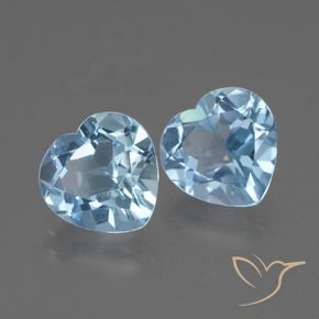 Gemas de Topacio Azul Suizo natural de 5.69 ct, Corazón, VVS
