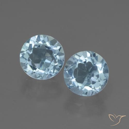 Gemas de Topacio Azul Cielo natural de 2.31 ct, Corte Redondo, VS