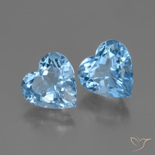 Gemas de Topacio Azul Suizo natural de 5.94 ct, Corazón, VVS-VS
