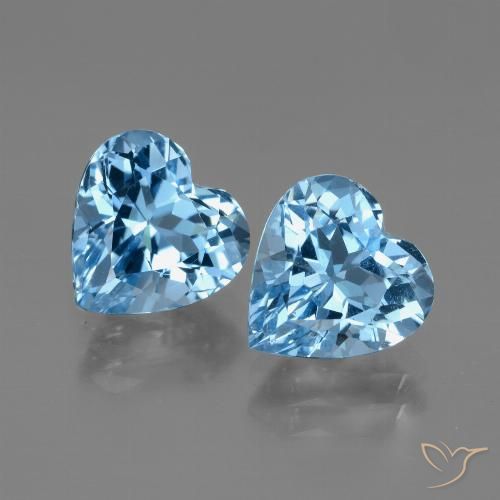 Gemas de Topacio Azul Suizo natural de 6.26 ct, Forma de corazón, VVS-VS