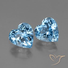Gemas de Topacio Azul Suizo natural de 6.26 ct, Forma de corazón, VVS-VS