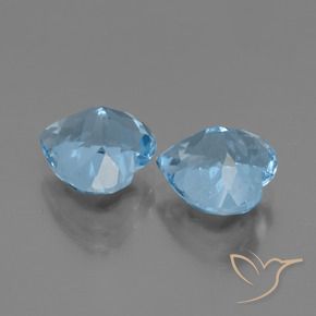 Gemas de Topacio Azul Suizo natural de 6.26 ct, Forma de corazón, VVS-VS