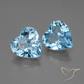 Gemas de Topacio Azul Cielo natural de 5.15 ct, Corazón, VVS