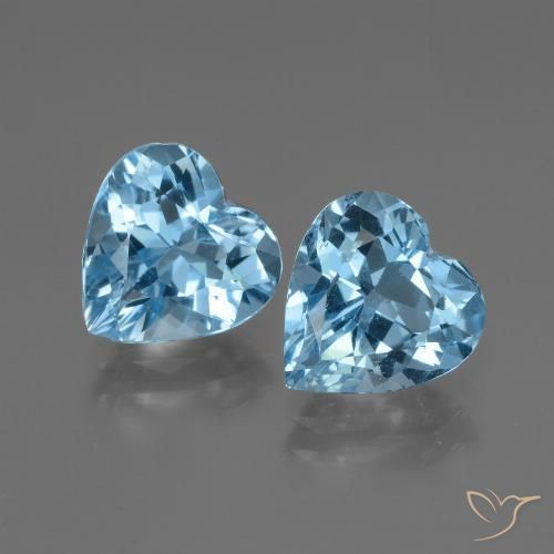 5.94ctw Natural Azul Suizo Topacio, Corazón, VVS