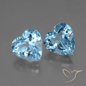 Gemas de Topacio Azul Suizo natural de 5.94 ct, Corazón, VVS