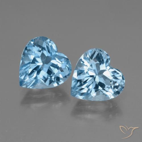 Gemas de topacio azul natural de 6,15 ct, forma de corazón, VVS