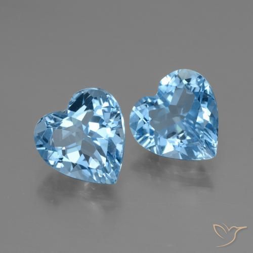 Gemas de Topacio Azul Suizo natural de 5.37 ct, Corazón, VVS-VS