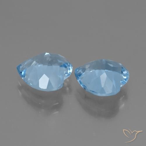 Gemas de Topacio Azul Suizo natural de 5.37 ct, Corazón, VVS-VS