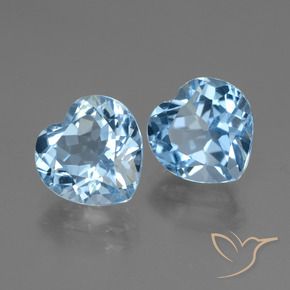 Gemas de Topacio Azul Suizo natural de 6.84 ct, Corazón, VVS