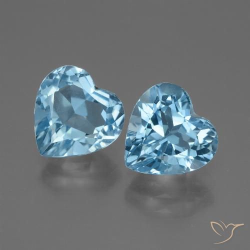 6.45ctw Natural Azul Suizo Topacio, Corazón, VVS