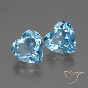 Gemas de Topacio Azul Suizo natural de 6.45 ct, Corazón, VVS