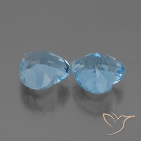 Gemas de Topacio Azul Suizo natural de 6.45 ct, Corazón, VVS