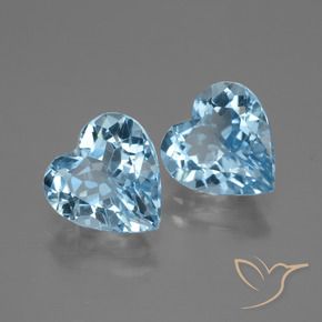 Gemas de Topacio Azul Cielo natural de 5.78 ct, Corazón, VVS